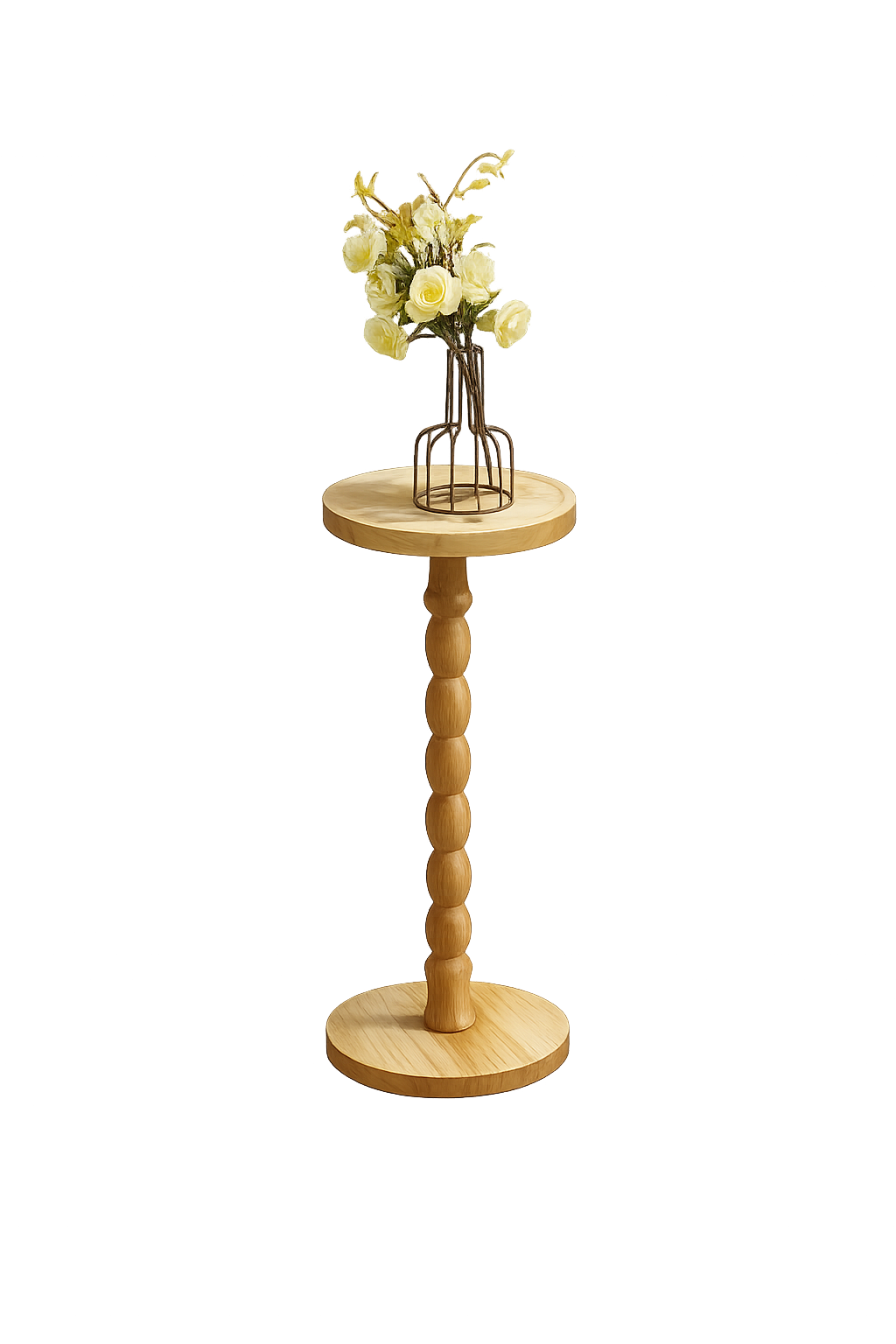 Guéridon Bois Massif Pied Tourné Vintage