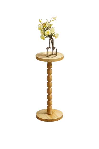 Guéridon Bois Massif Pied Tourné Vintage