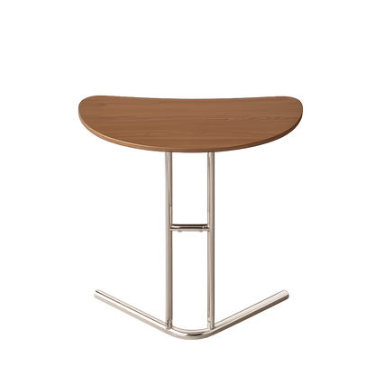 Bout de Canapé Demi-Lune Noyer avec Pieds Chromés